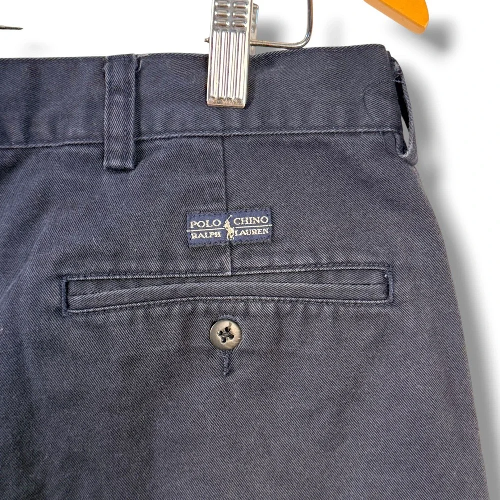 Vintage Polo Ralph Lauren Tyler Short Mens‎ 38 Black Fade Pleated Cotton Chino
